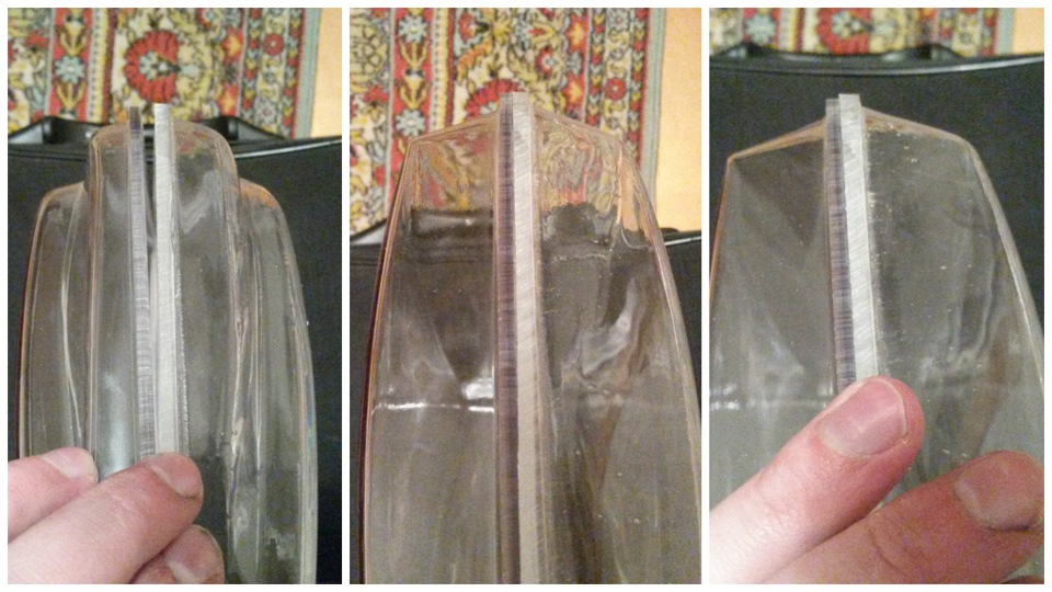 Питерское (слева) и минское (справа) стёкла приложенные друг к другу с разных ракурсов — Audi A6 (C4)