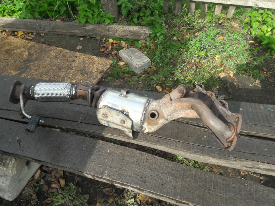 Итог сварки пламегасителя с диффузором и укороченной гофрой — KIA Soul (2G)