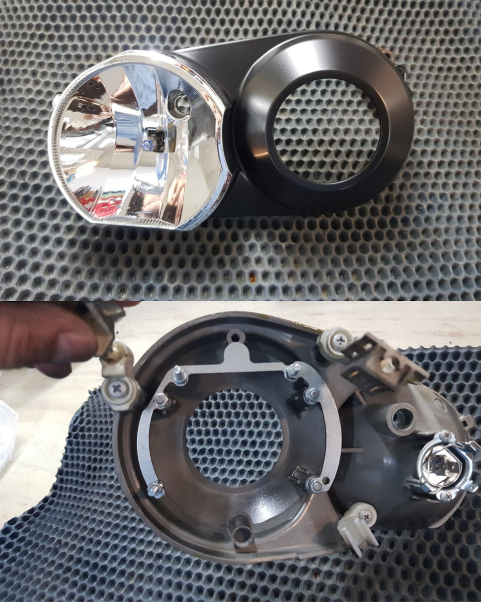 перекрашенная маска и подгонка переходной рамки под штатные шпильки — Ford Focus Sedan II