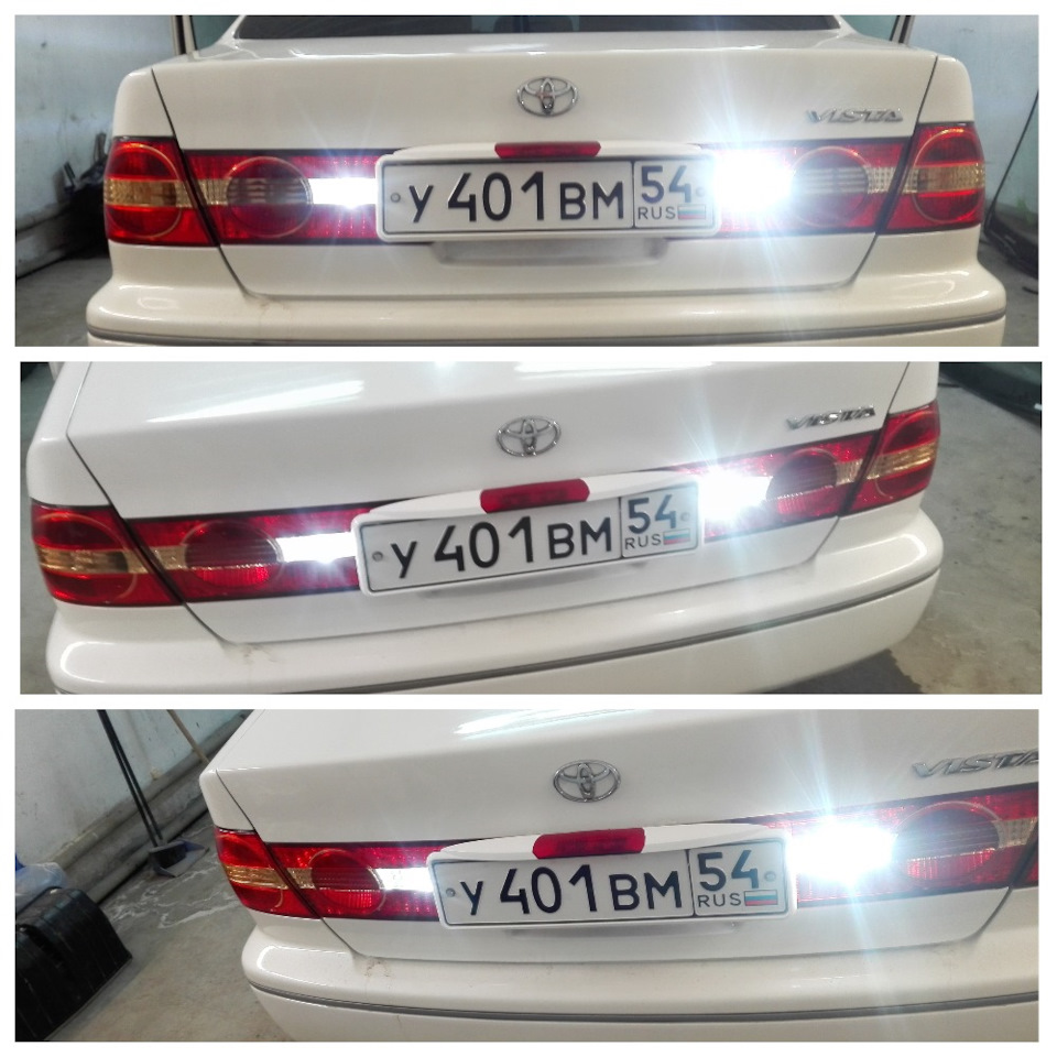 Общая фотография сравнения ламп внутри фары. Светодиод w16w от Super Bright led явно ярче! — Toyota Vista (50)