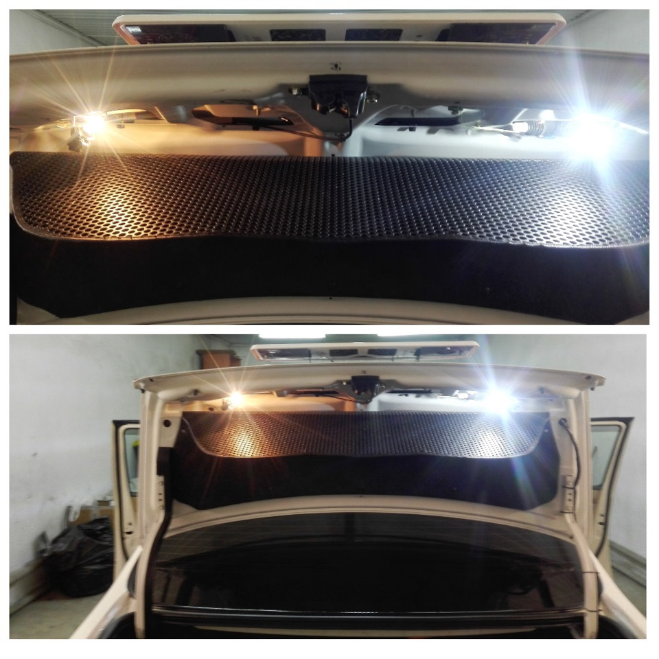 Результат вне фары. Слева — Галоген w16w, справа — светодиод w16w от Super Bright led. Светодиод w16w от SMD явно ярче! — Toyota Vista (50)